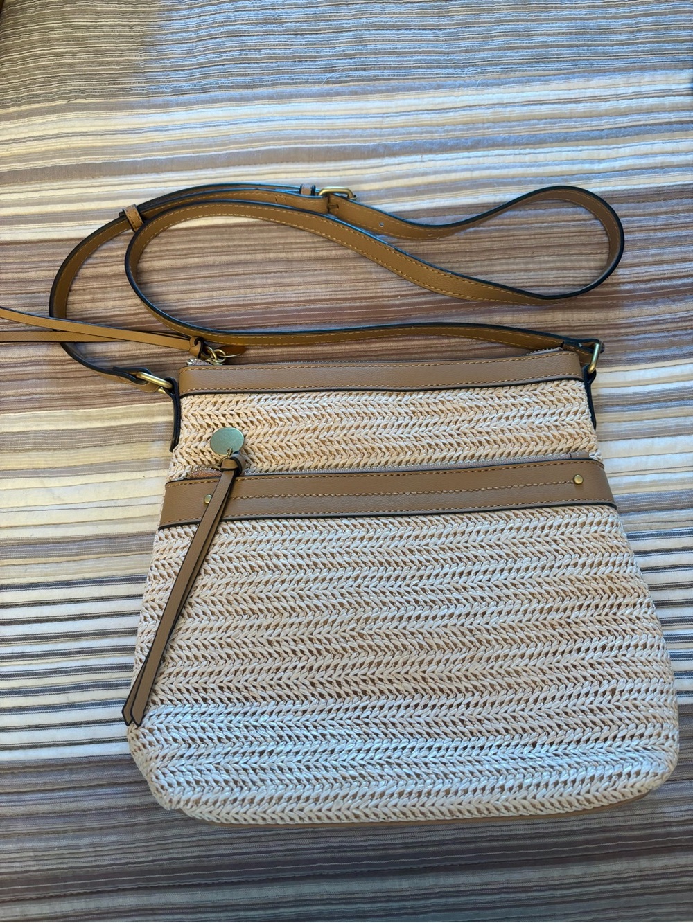 Style & Co Woven Crossbody Bag in Natural/Tan